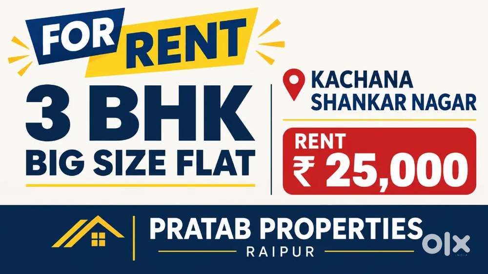 3bhk unfurnished flat for rent kachana shankar nagar
