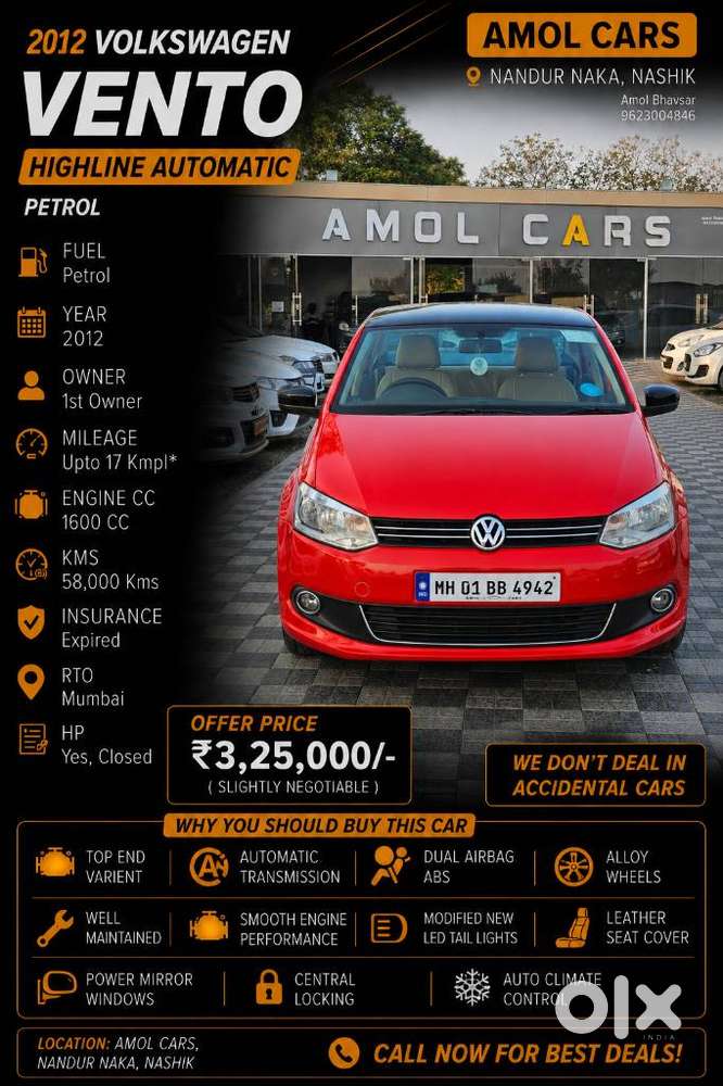 Volkswagen Vento 1.5 Highline Plus At 16 Alloy, 2012, Petrol