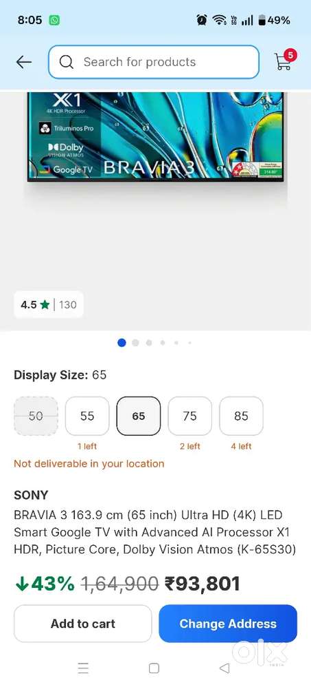 Sony tv K-65S30