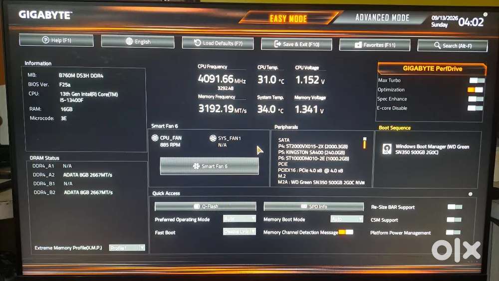 Gigabyte b760m d3sh DDR4 mother boad