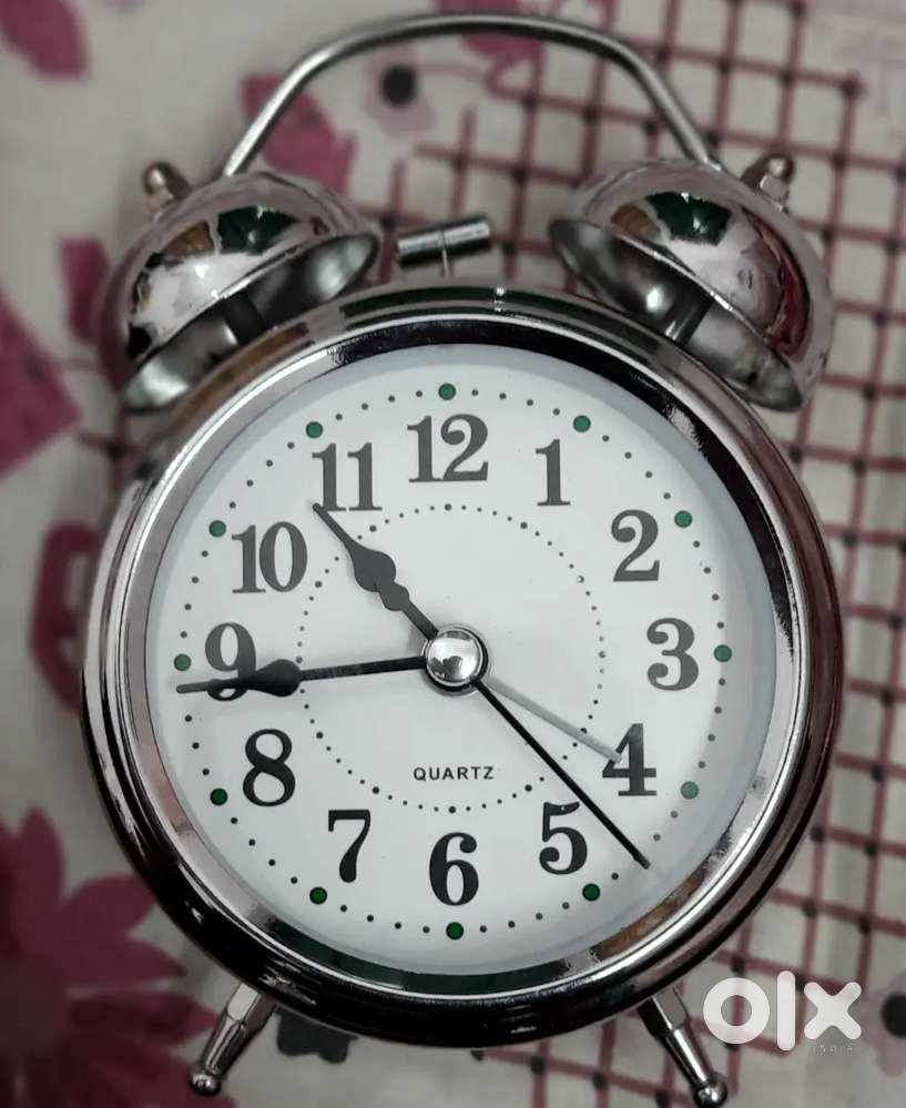 metal alarm clock with front light and metal bell