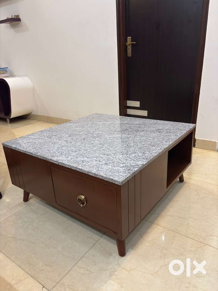 Premium Custom-Made Solid Wood Coffee Table with Marble Top