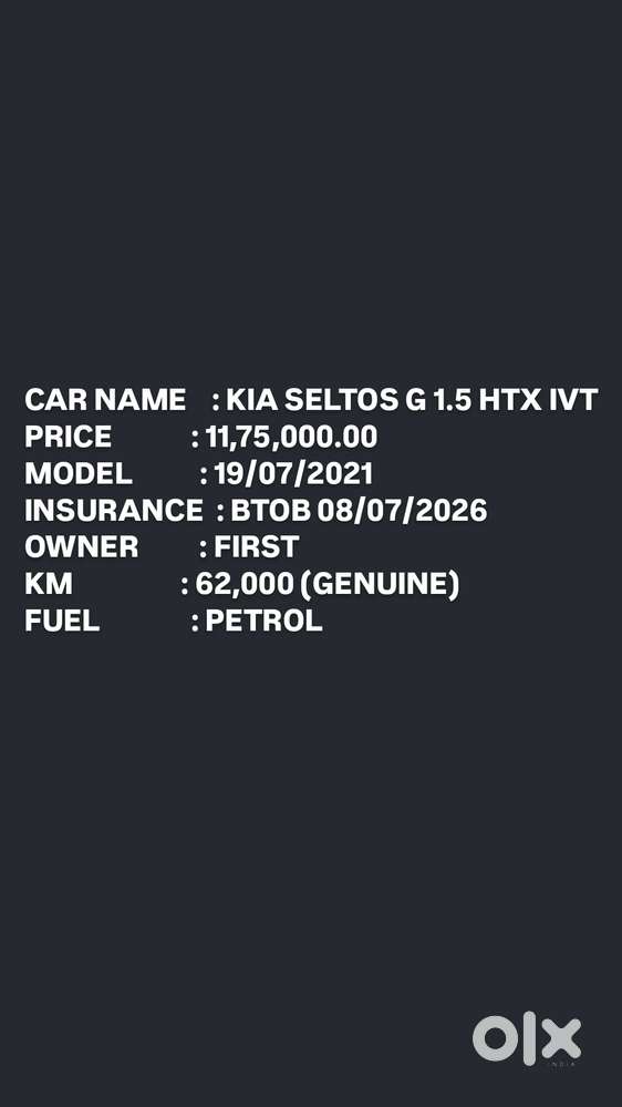 Kia Seltos Htx Ivt G, 2021, Petrol