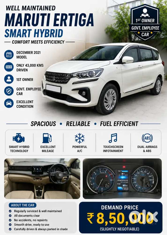 Maruti Ertiga Smart Hybrid  Dec 2021  1st Owner  43,000 Km