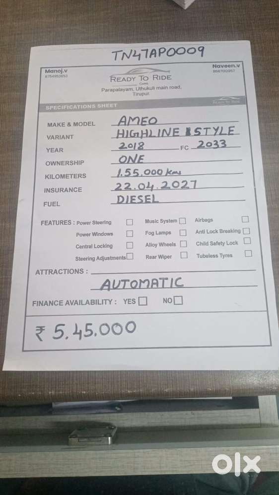 Volkswagen Ameo 1.5 Tdi Highline At 16 Alloy, 2018, Diesel
