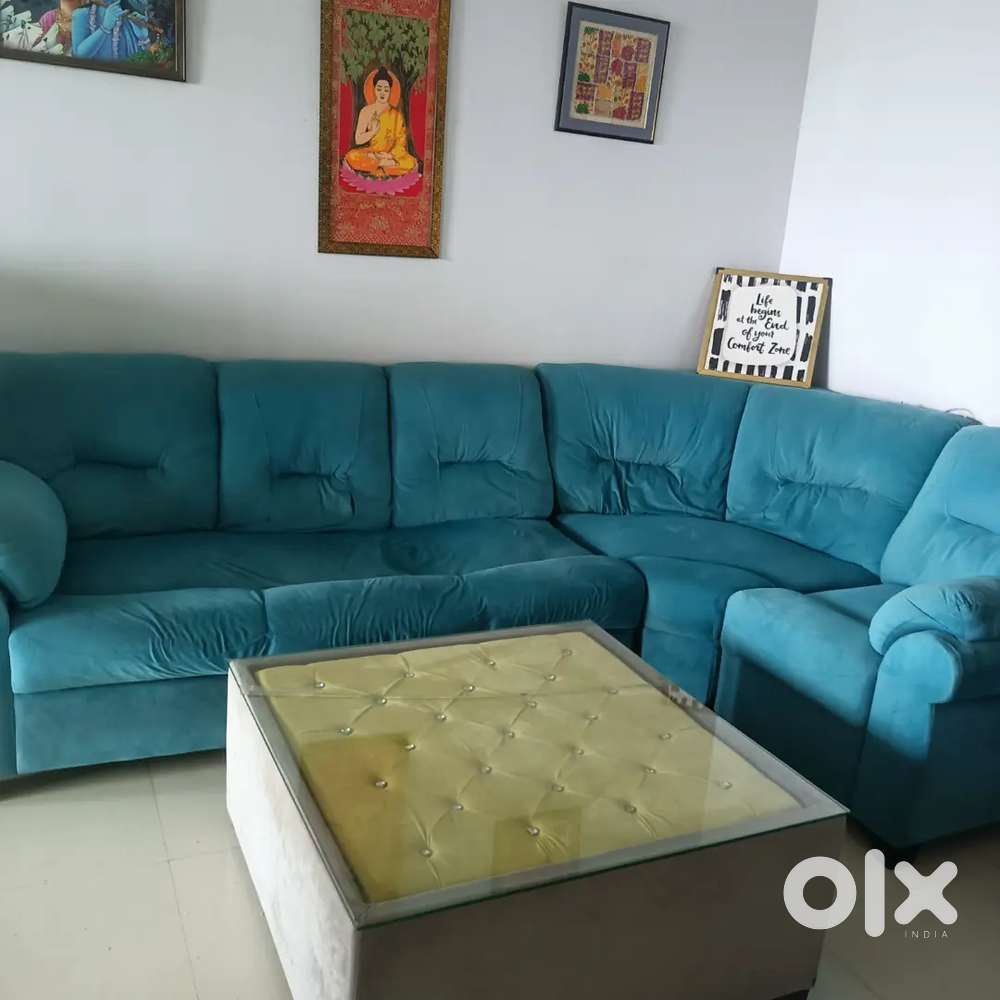 5 seater sofa with premium velvet covering, pine wood