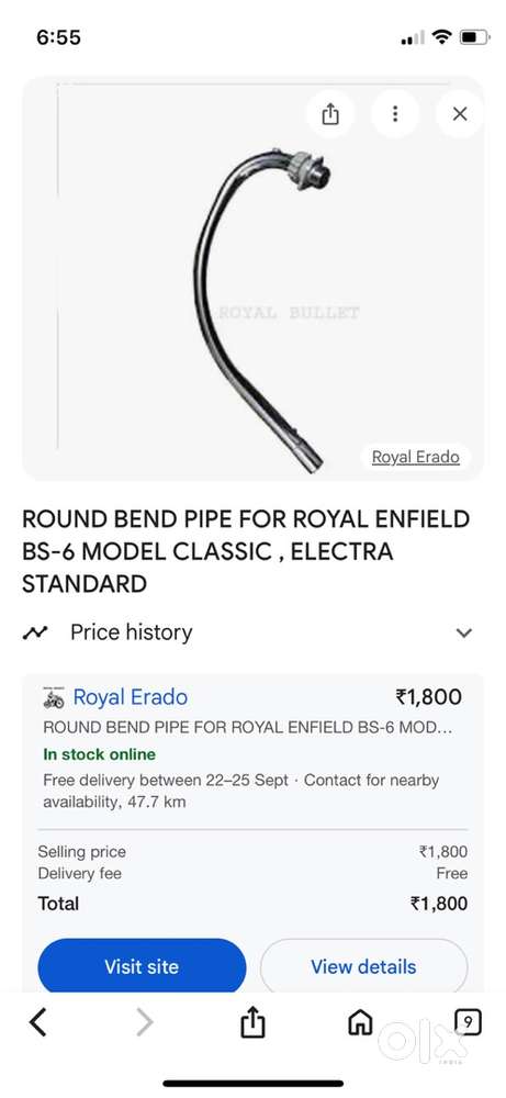 Bullet bendpipe bs6 Spare Parts 1820331883