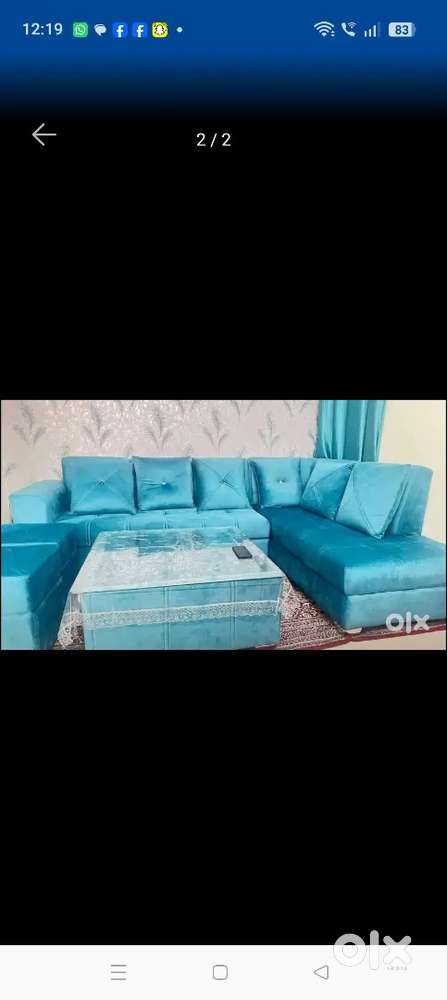 7 seater sofa with 2 sette, 6 cushion, Lshape,