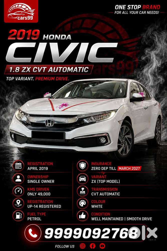 Honda Civic Zx, 2019, Petrol