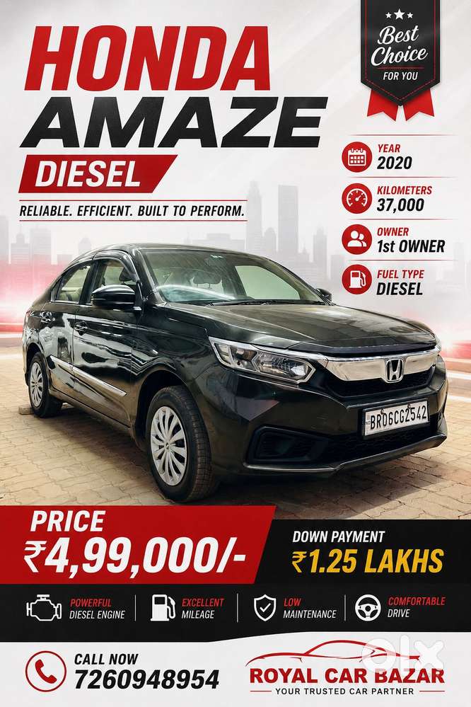Honda Amaze 1.5 S I-dtec, 2020, Diesel