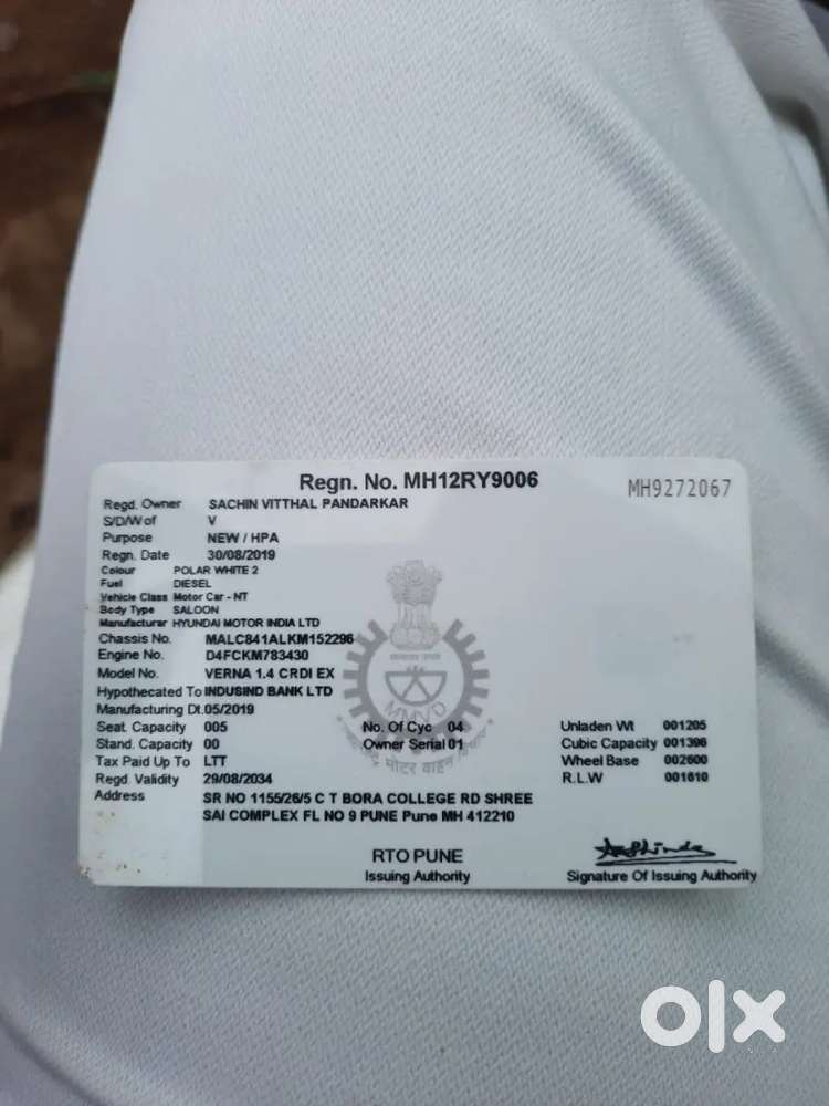 Hyundai Verna 2019 Diesel 105000 Km Driven