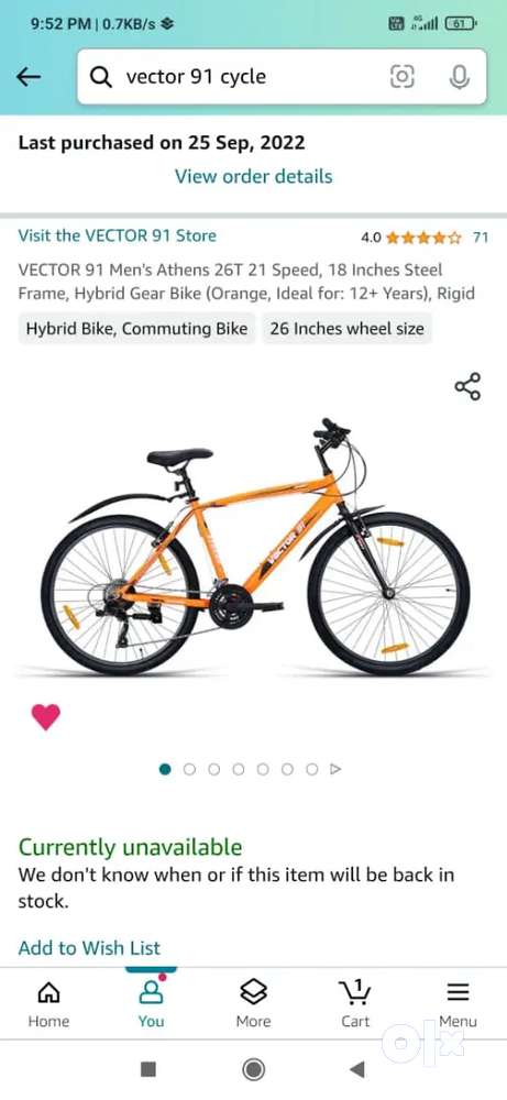 Vector 91 cycle online price