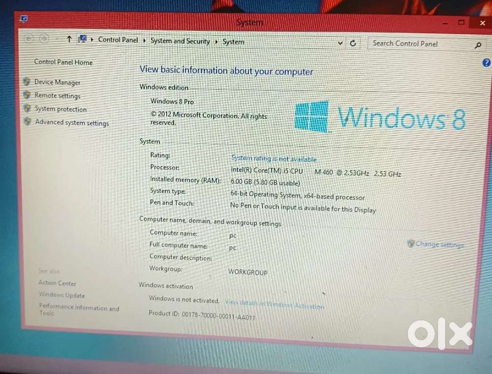 Window 8 black colour