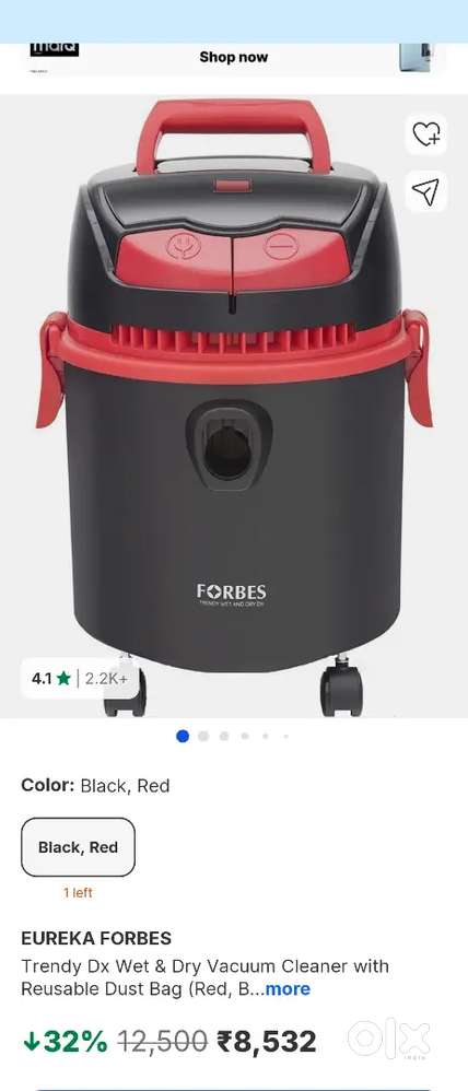 Eureka Forbes Trendy Dx Wet & Dry Vacuum Cleaner &ndash; Like New