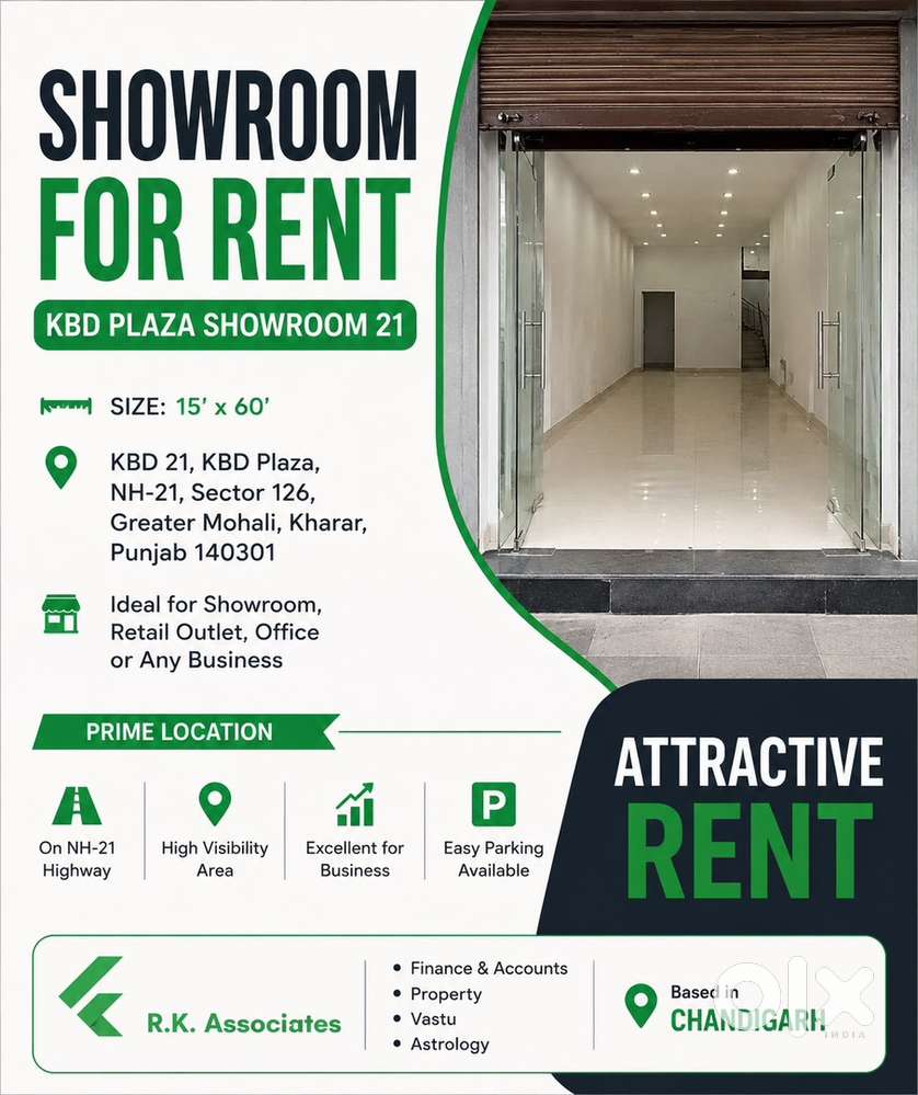 KBD Plaza 21 Showroom for Rent &ndash; 15&times;60 | Kharar