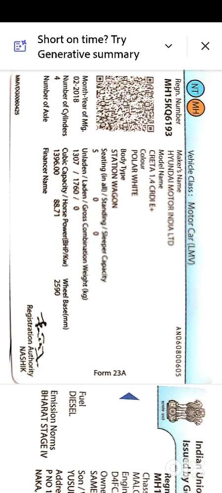 Hyundai Creta 2018 Diesel 90000 Km Driven