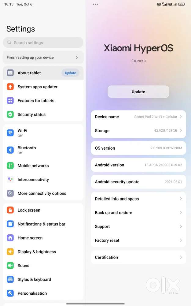 Mi pad 2 6gb 128gb wifi plus calling