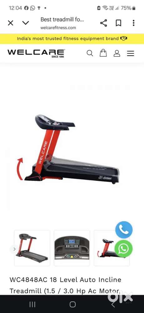 Cardio Equipment Welcare Treadmill 4848 Dc Km 20km Run Fitness