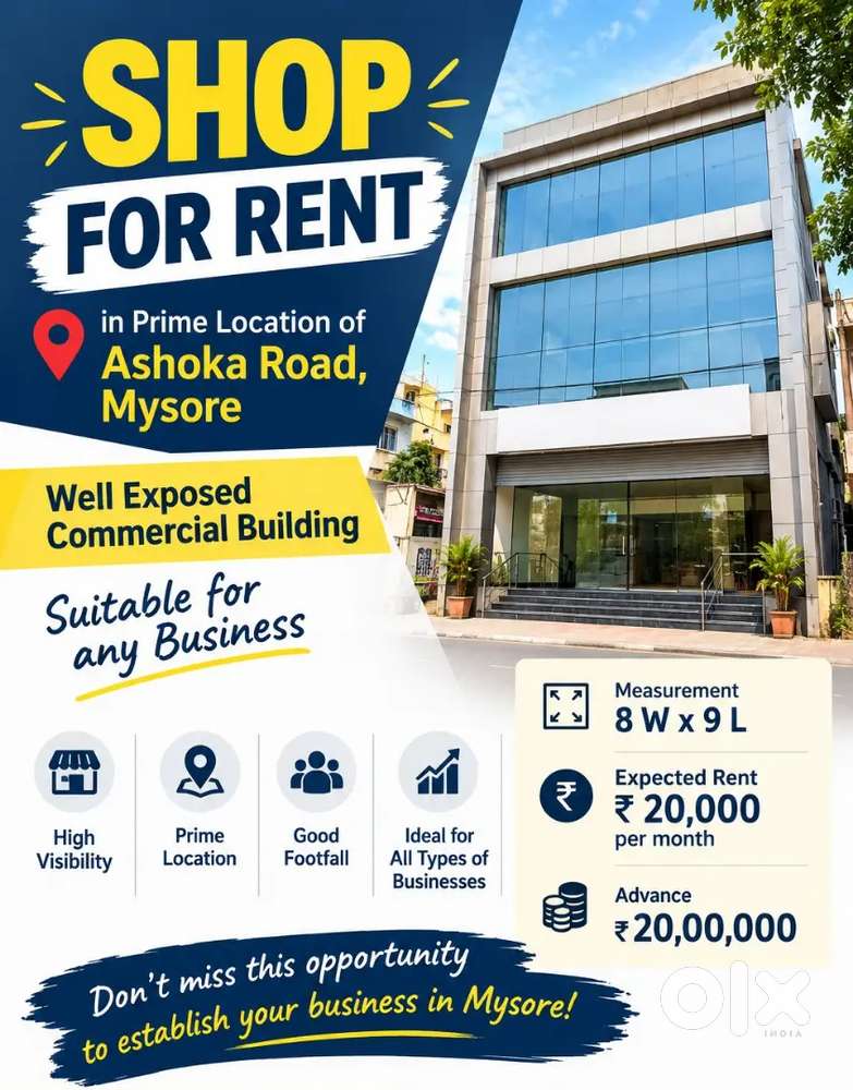 Shop for rent in prome location of ashoka road mysore.