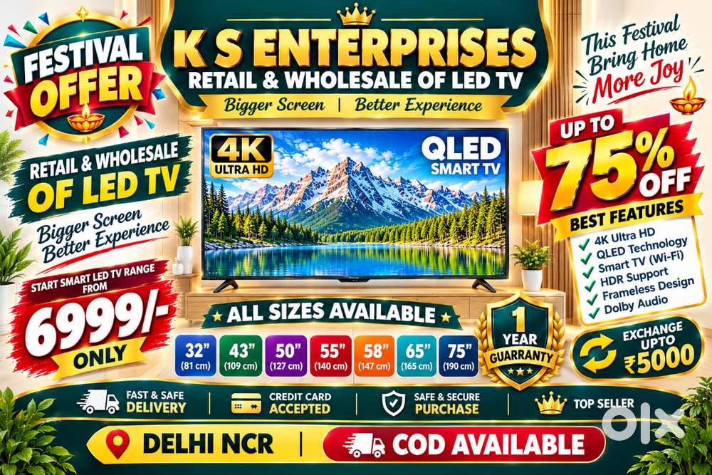 75 INCH SMART LED, ORIGNAL 4K,VOICE COMMAND, BLUE TOOTH 57,999/- ONLY.