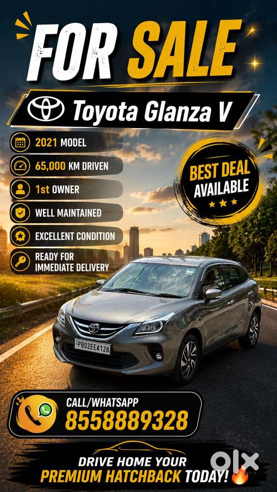Toyota Glanza 1.2 V, 2021, Petrol