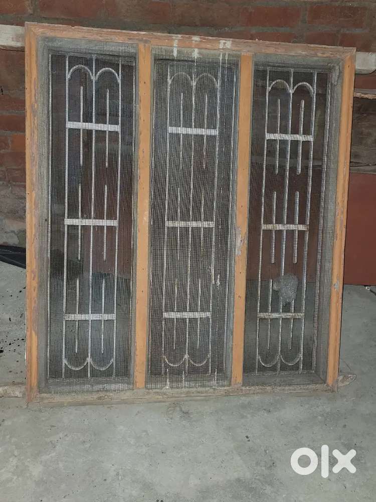 2 wooden gates with chougath 1 winow with chougath