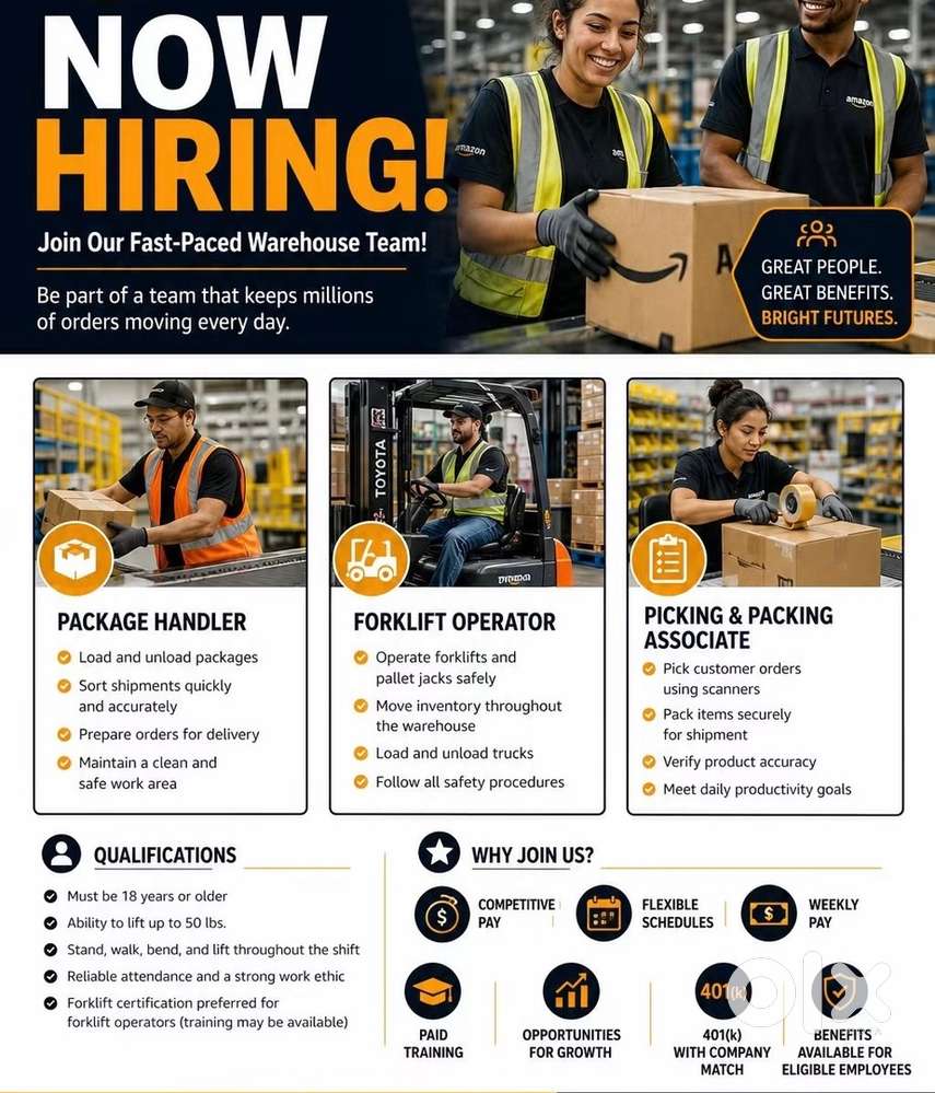 WE ARE HIRING CANDIDATES FOR WAREHOUSING COMPANY