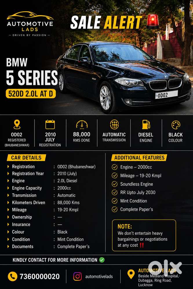 Bmw 5 Series 2.0 520d M Sport, 2010, Diesel