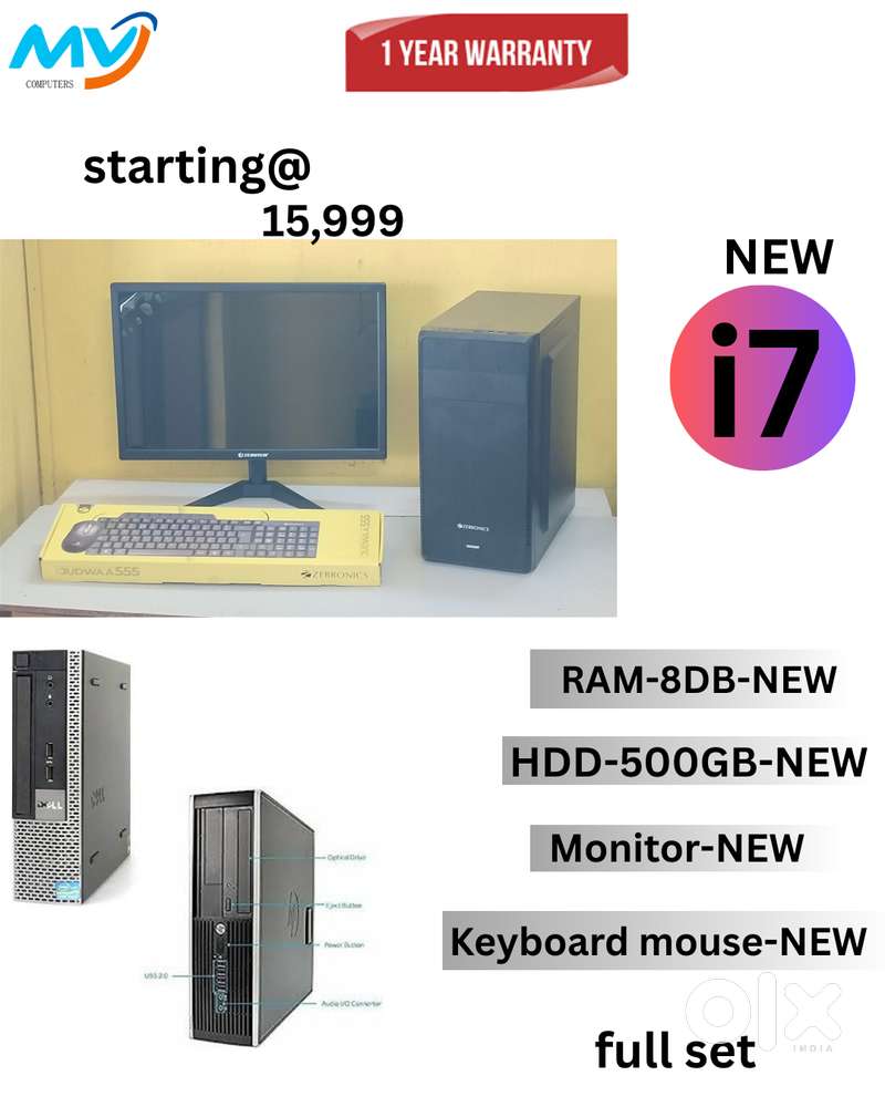 Branded CPU i7 Process Ram 8GB DDR3 Hard Disk 500GB SSD