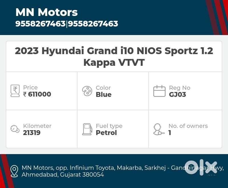 Hyundai Grand I10 Nios Sportz 1.2 Kappa Vtvt, 2023, Petrol