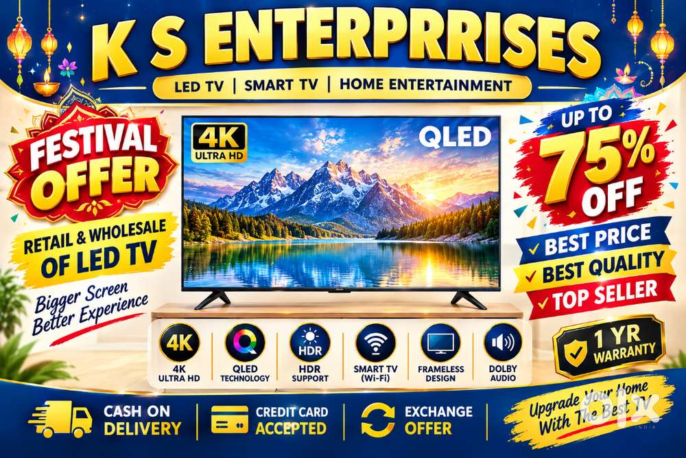 65 INCH LED TV, SMART 4K, VOICE COMMAND,BLUE TOOTH LED IN 39,999/-ONLY