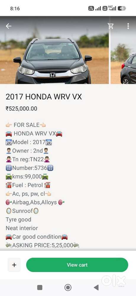 Honda Wr-v I-vtec Vx, 2017, Petrol