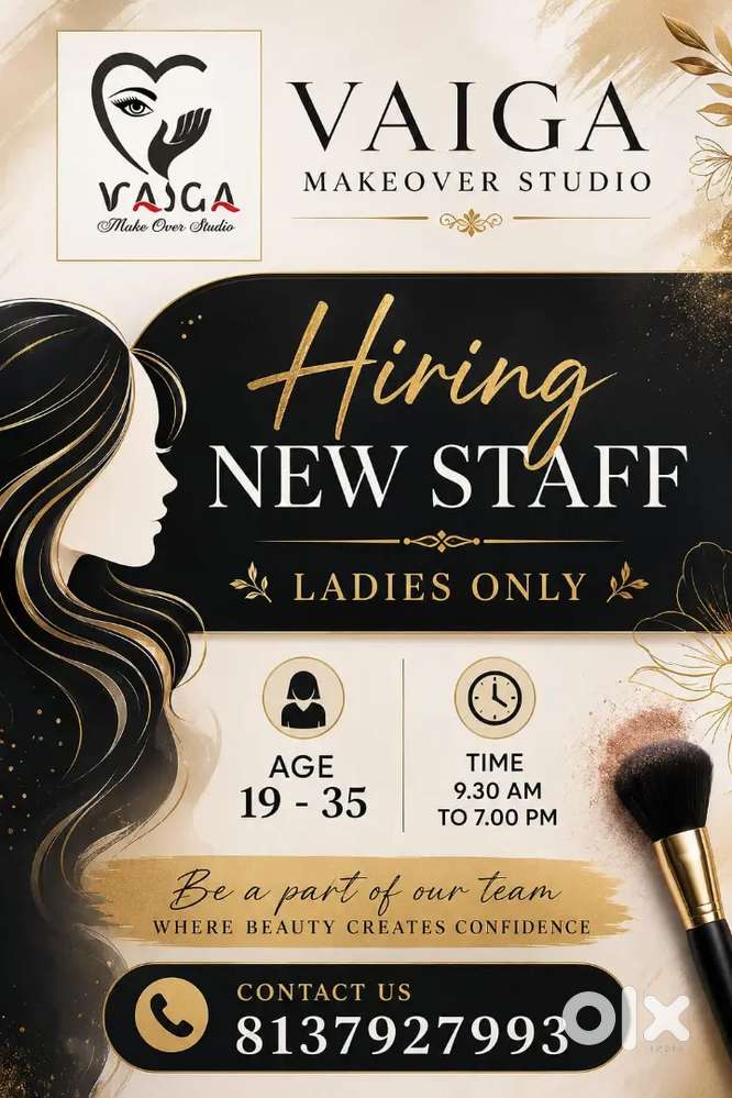 Wanted lady beautician staff. ( Haircut, threading, pedicure, waxing)