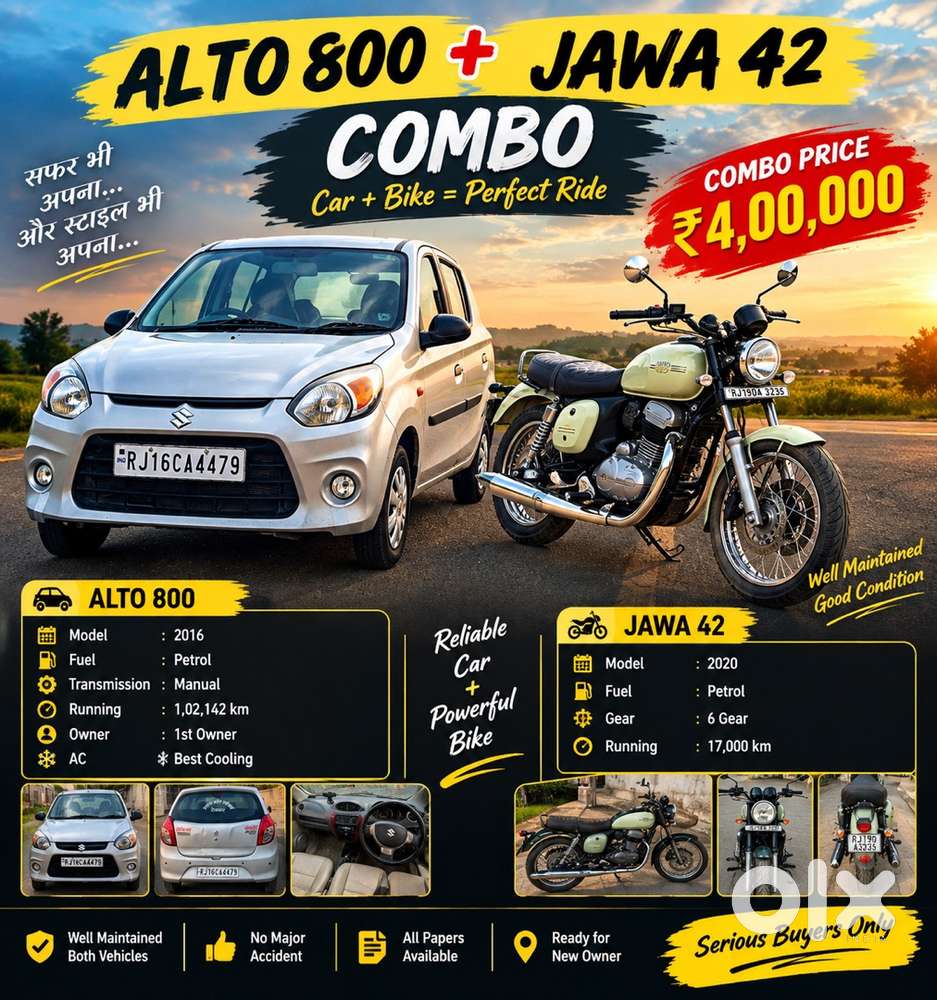 2016 Maruti Suzuki Alto + Jawa 42 Bike 2020 Model