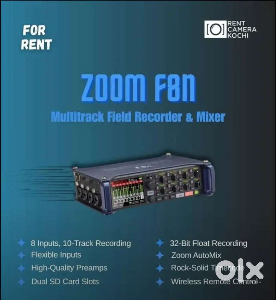 Zoom F8n Available for Rent.multitrack recorder for rent. Zoom H6