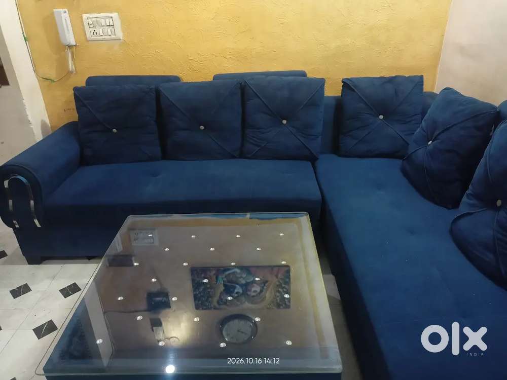 Navy Blue 7-Seater L-Shaped Sofa for Sale &ndash; Good Condition