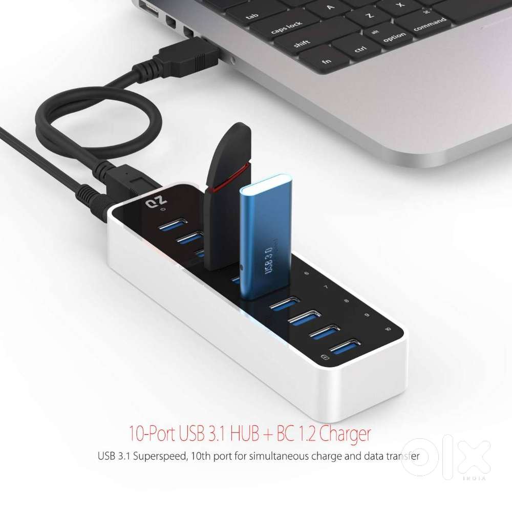[10 Ports, 12V 5A 60W Power, Industrial Grade] QZ Active Powered USB H