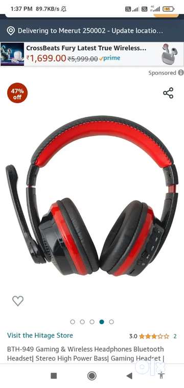 Stereo high power bass headphone online gaming