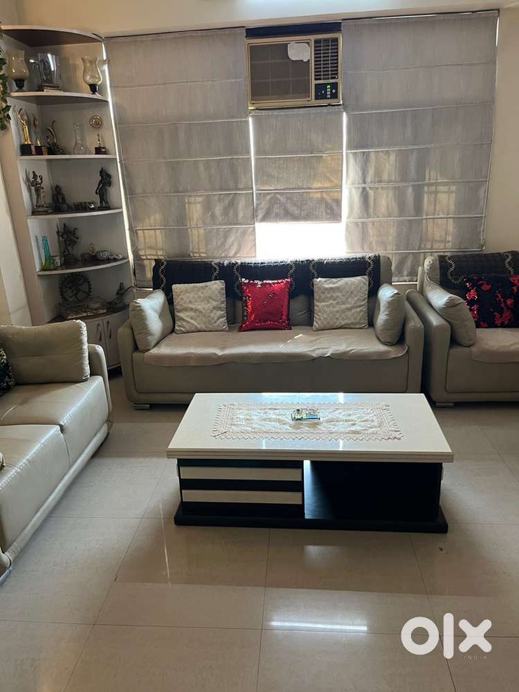Premium 6-seater Sofa Set with White Centre Table |elegant light brown