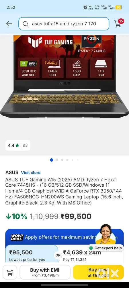 New laptop in warranty charger and box available with bill