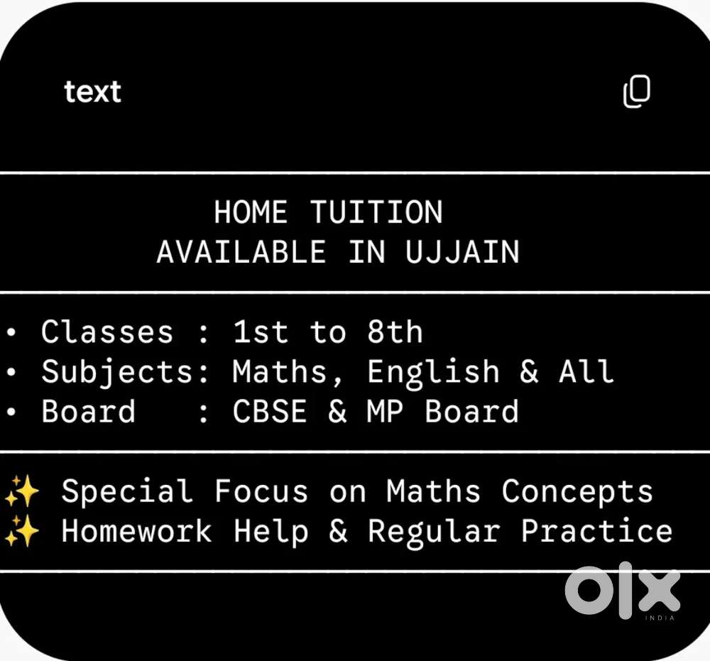 Home Tutor for Class 1st to 8th in Ujjain (Maths & All Subjects)
