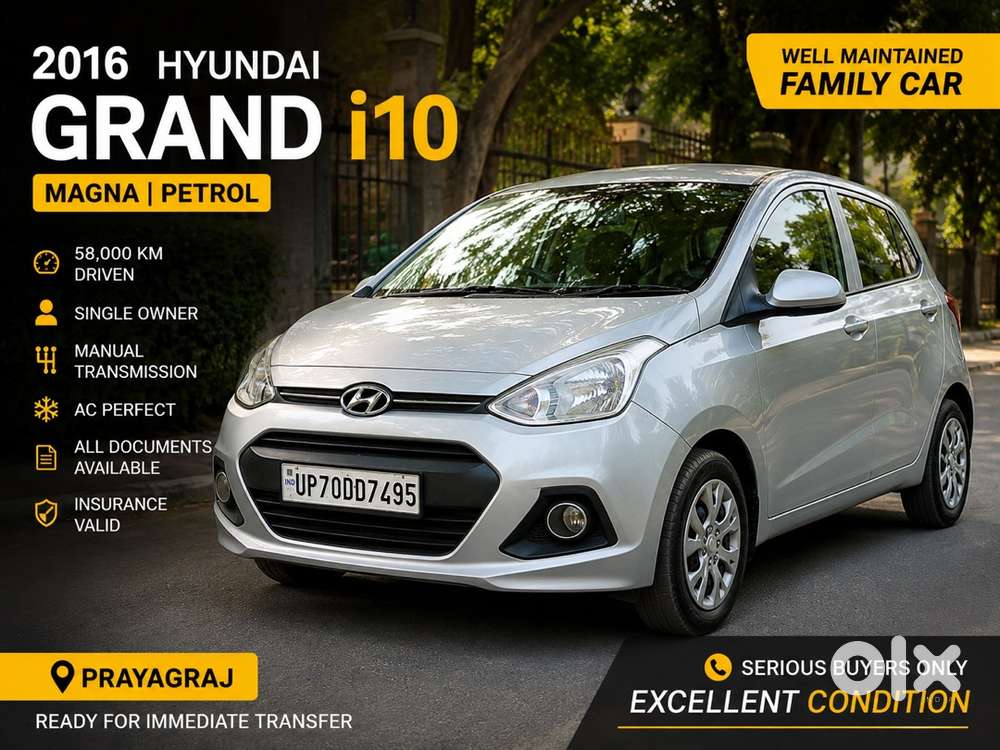 Hyundai Grandi10 Magna 2016  57500 Km  Well Maintained  2.95 Lakh