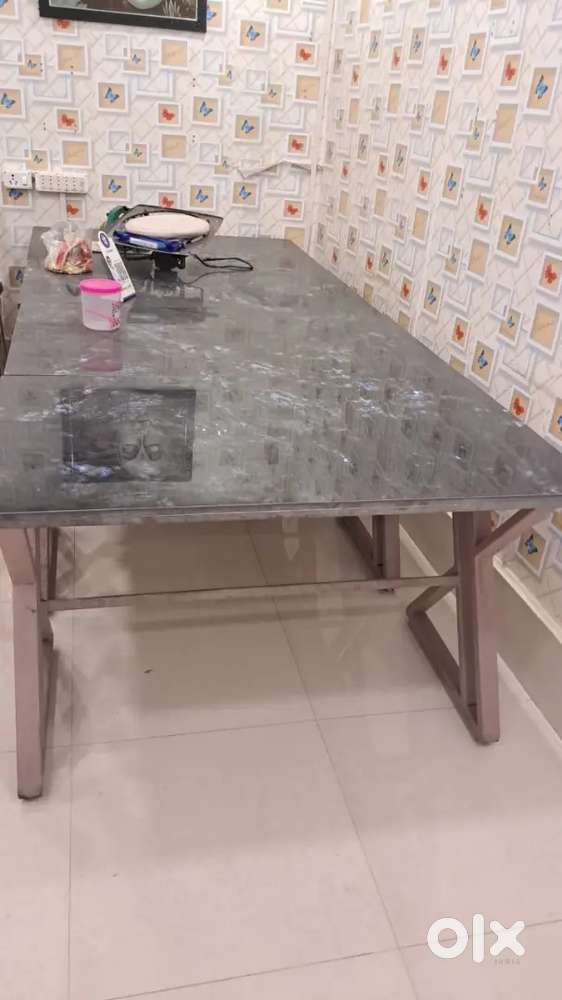 4 table 16 chair and Steel counter