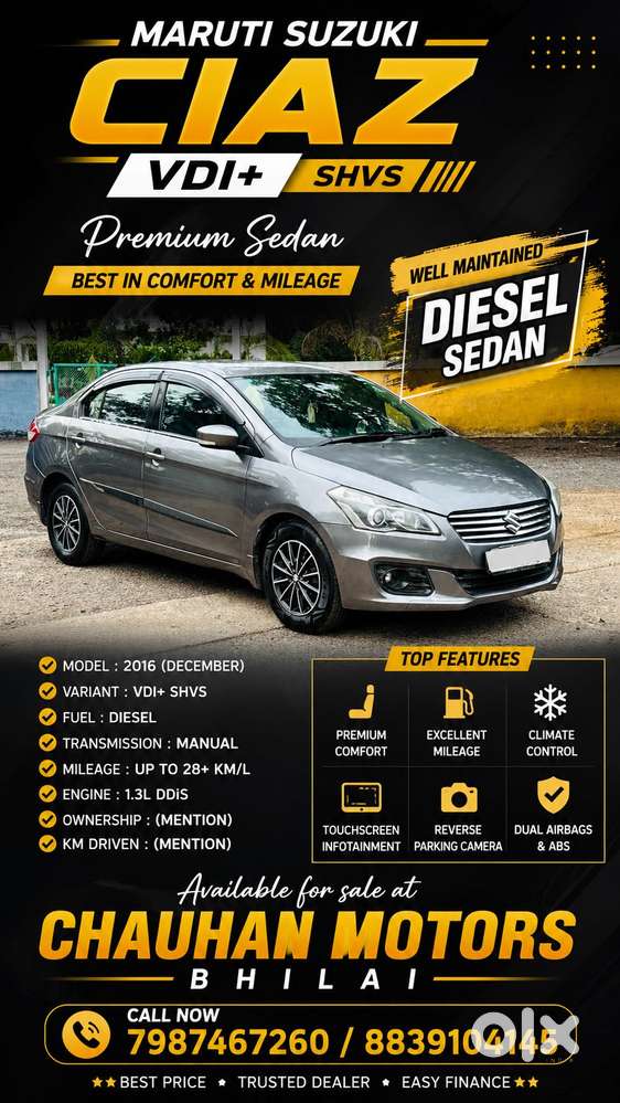 Maruti Suzuki Ciaz Vdi Plus, 2016, Diesel