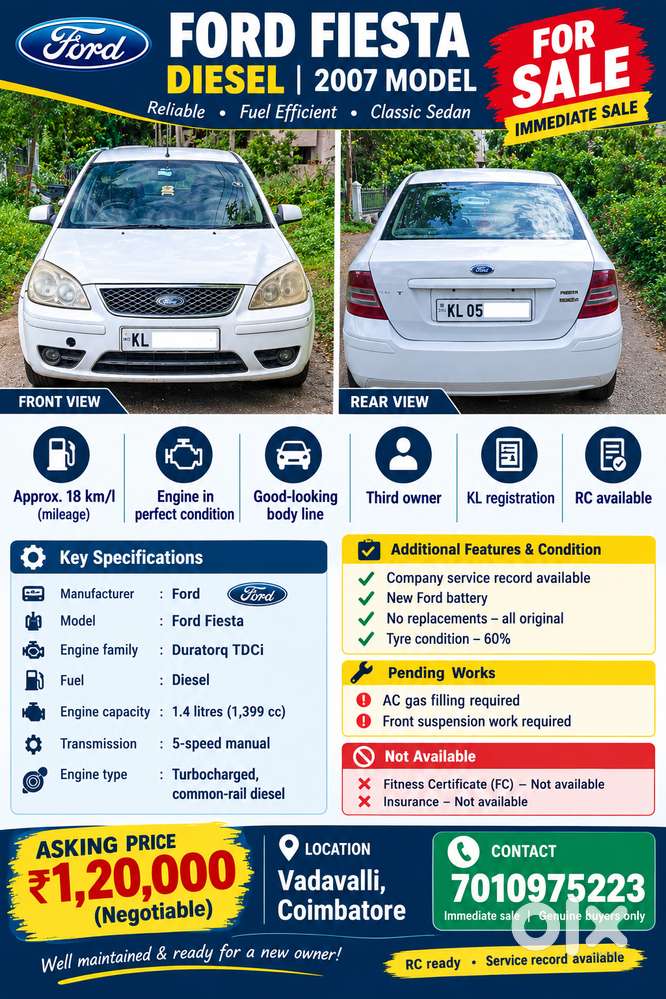 Ford Fiesta 2007 Diesel Duratorq Tdci For Sale