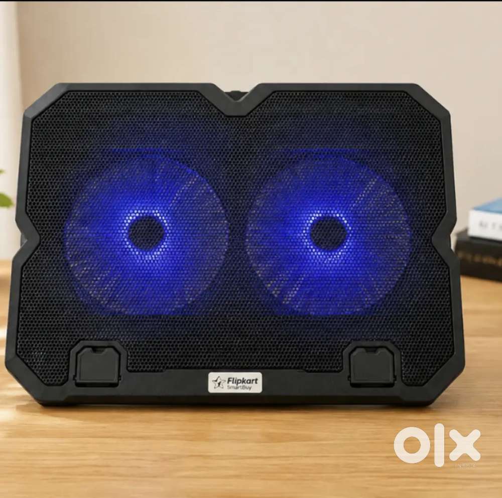 Laptop Cooling Pad with Dual Blue LED Fans  Adjustable Stand  USB Po