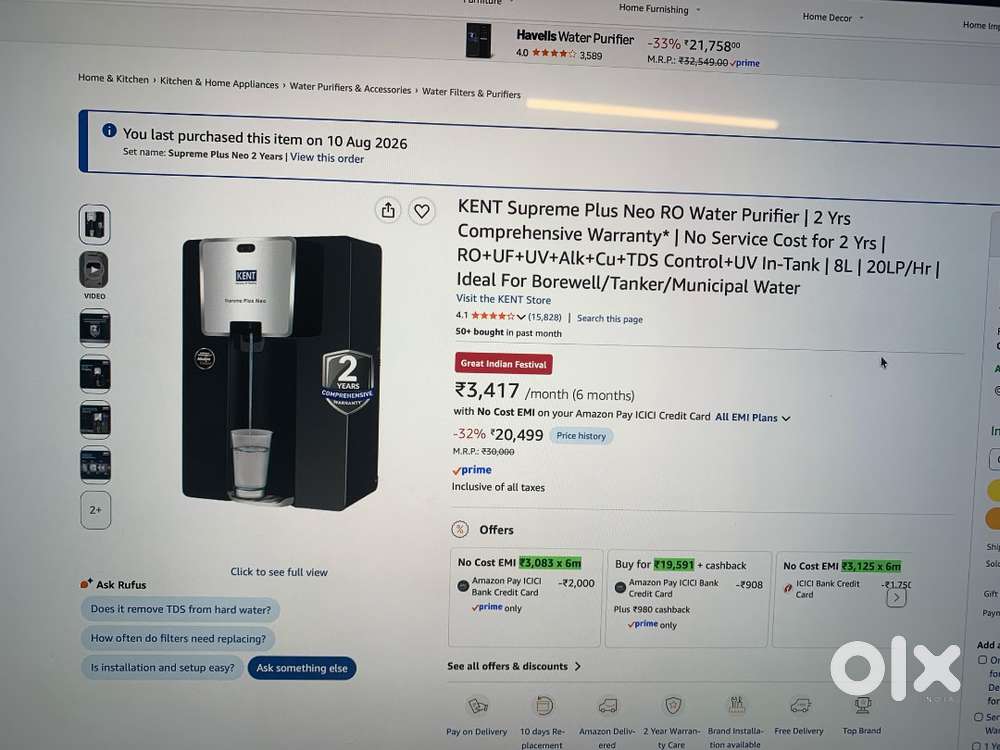 ENT Supreme Plus Neo RO Water Purifier  for sale