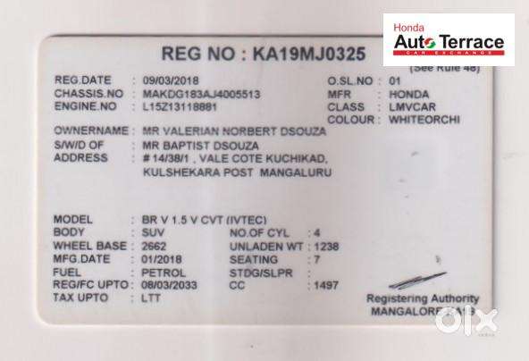 Honda Br-v Style Edition V Cvt, 2018, Petrol