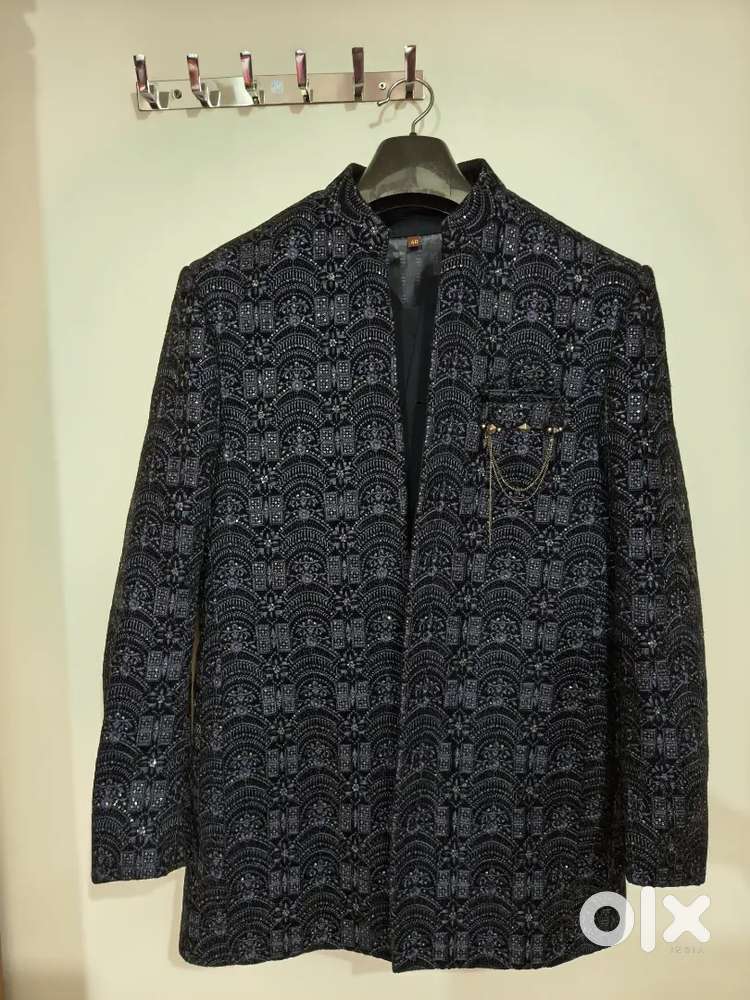 Men Designer Midnight Blue Jodhpuri Suit Set - Good Condition