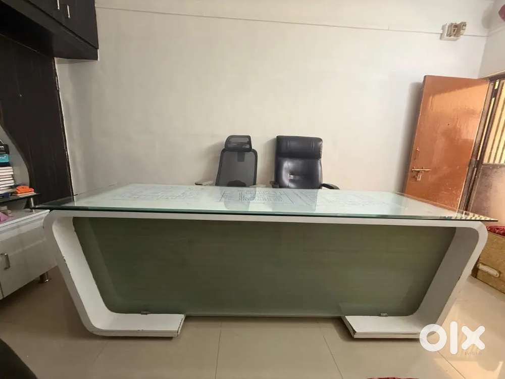 Premium Office Table with Glass Top